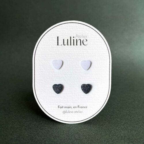 Mini heart white & black glitter